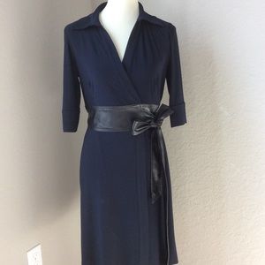 Taylor Faux Leather Belted Midi Wrap Dress